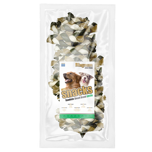 Magnum Dog Food Rawhide Small Braid Green