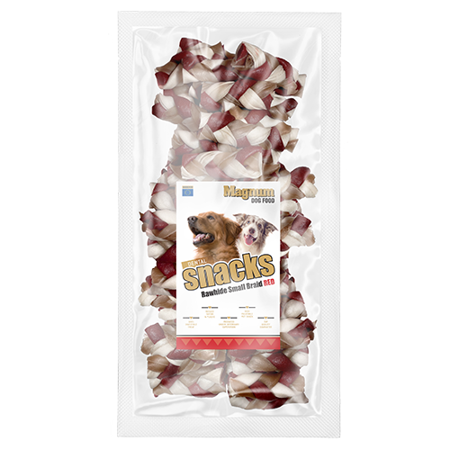 Magnum Dog Food Rawhide Small Braid Red
