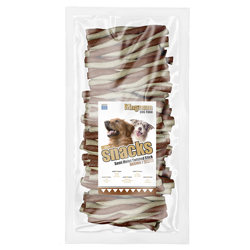 Magnum Dog Food Semi Moist Twisted Stick Brown/White