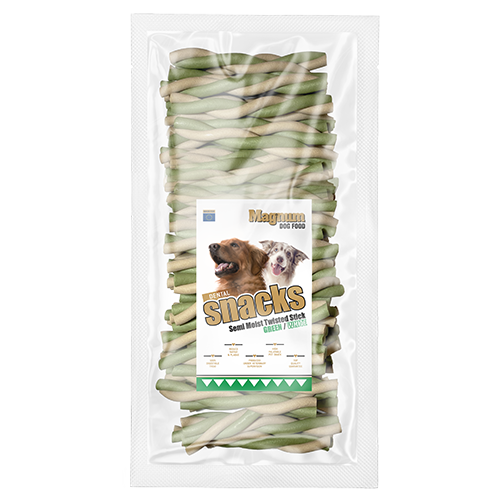 Magnum Dog Food Semi Moist Twisted Stick Green/White