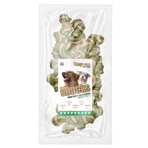 Magnum Dog Food Semi Moist Knotted Stick Green/White