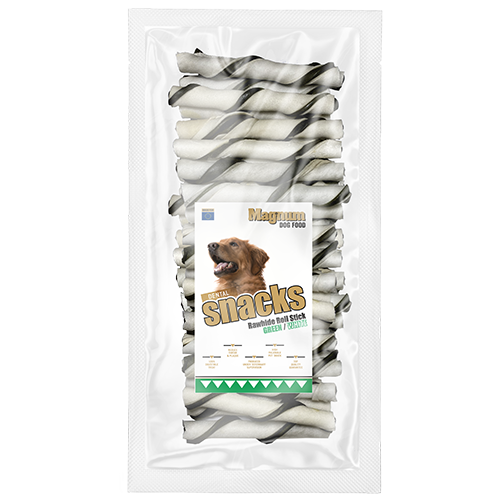 Magnum Dog Food Rawhide Roll Stick Green/White