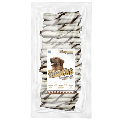 Magnum Dog Food Rawhide Roll Stick Brown/White